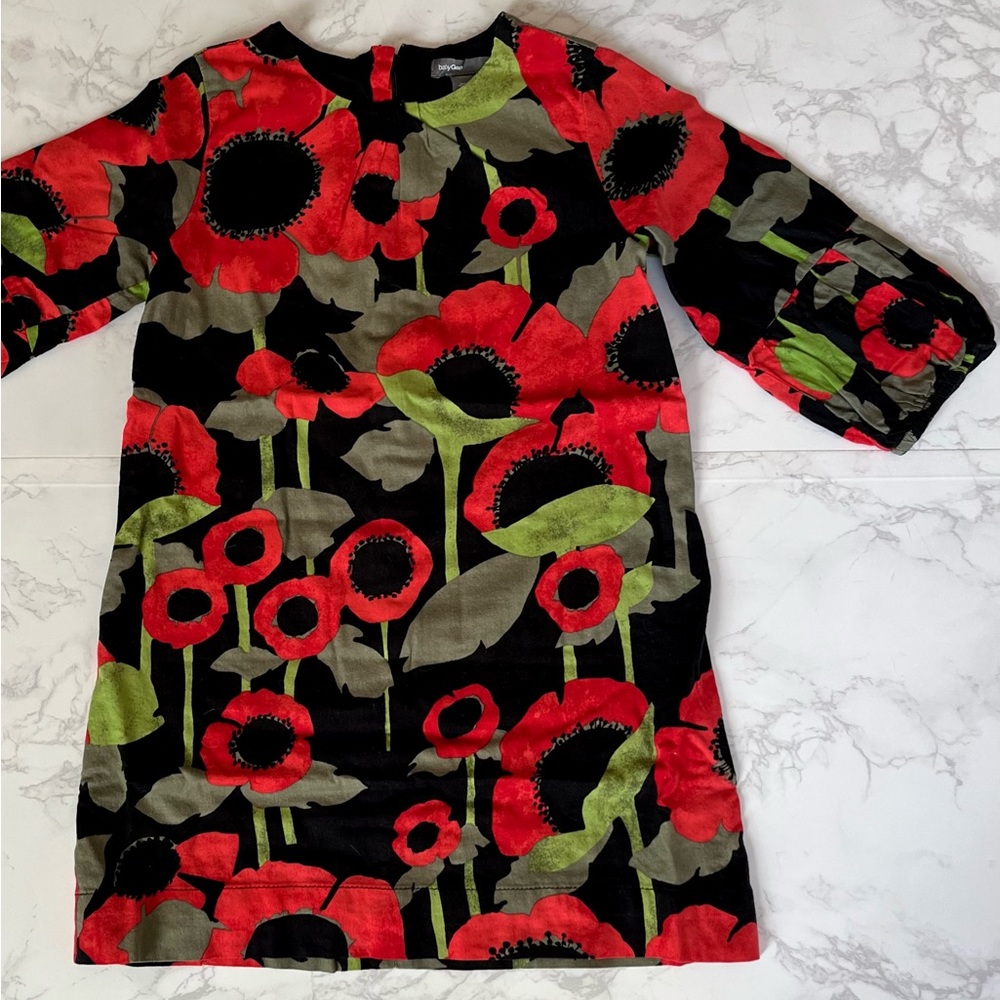 Baby Gap Girls Poppy Dress Toddler 5 Years Black Bold Print Spring EUC